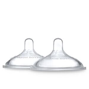 Mason Bottle Silicone Nipples: Medium Flow for 3-6 Months, 2-pack